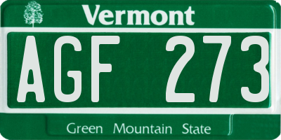 VT license plate AGF273