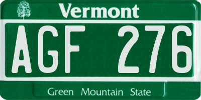 VT license plate AGF276