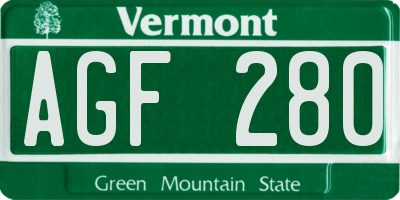 VT license plate AGF280