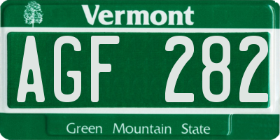 VT license plate AGF282