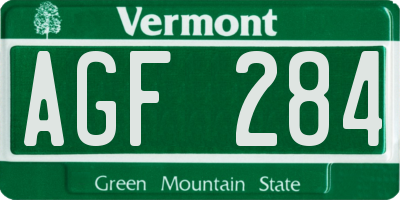 VT license plate AGF284