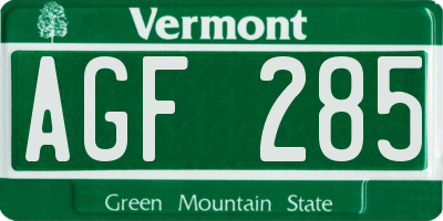 VT license plate AGF285