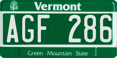 VT license plate AGF286