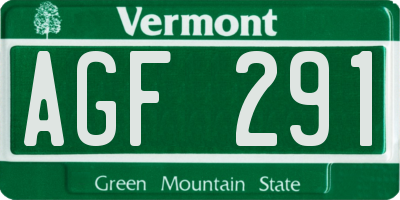 VT license plate AGF291