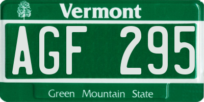 VT license plate AGF295