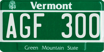 VT license plate AGF300