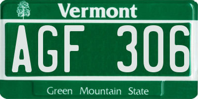 VT license plate AGF306