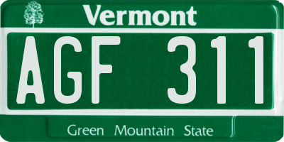 VT license plate AGF311