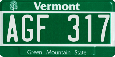 VT license plate AGF317
