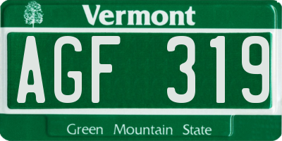 VT license plate AGF319