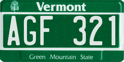 VT license plate AGF321