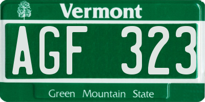 VT license plate AGF323