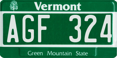VT license plate AGF324
