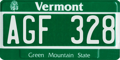 VT license plate AGF328