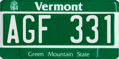 VT license plate AGF331