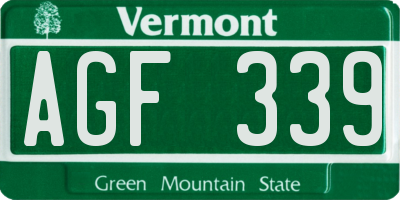 VT license plate AGF339