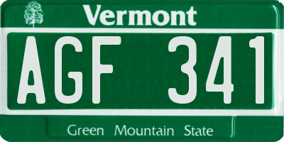 VT license plate AGF341