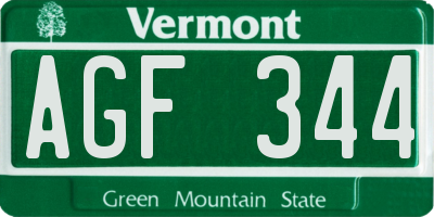 VT license plate AGF344