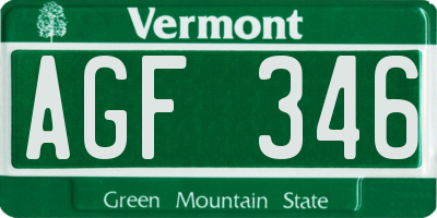 VT license plate AGF346
