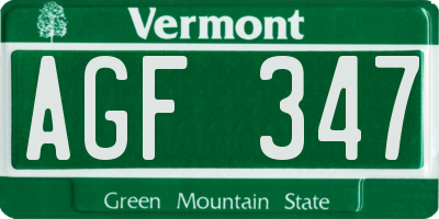 VT license plate AGF347