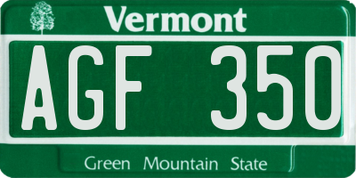VT license plate AGF350