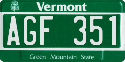 VT license plate AGF351