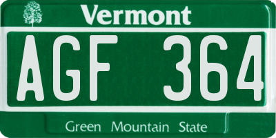 VT license plate AGF364