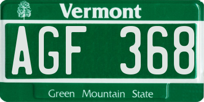 VT license plate AGF368