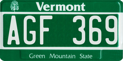 VT license plate AGF369