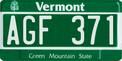 VT license plate AGF371