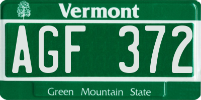 VT license plate AGF372