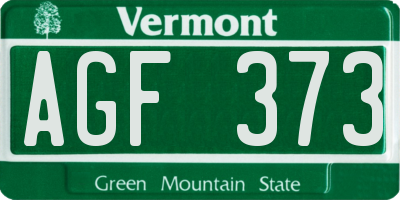 VT license plate AGF373
