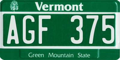 VT license plate AGF375