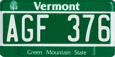 VT license plate AGF376