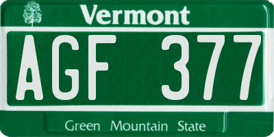 VT license plate AGF377
