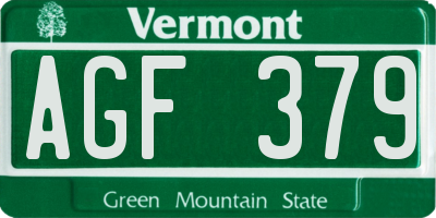 VT license plate AGF379