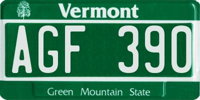 VT license plate AGF390
