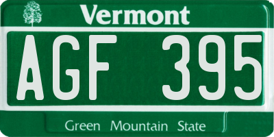 VT license plate AGF395