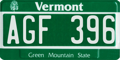 VT license plate AGF396