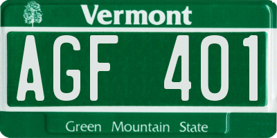 VT license plate AGF401