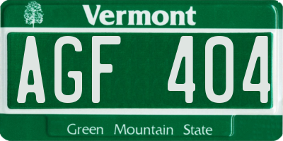 VT license plate AGF404