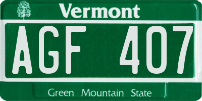 VT license plate AGF407