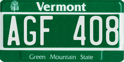 VT license plate AGF408