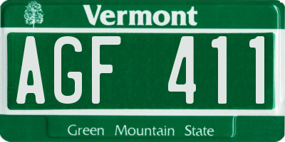VT license plate AGF411