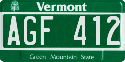 VT license plate AGF412