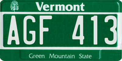 VT license plate AGF413