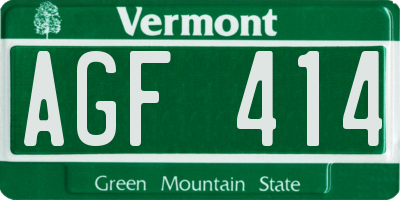 VT license plate AGF414