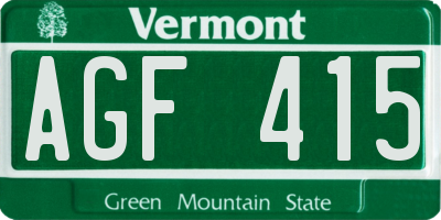 VT license plate AGF415
