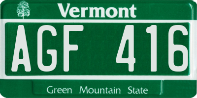 VT license plate AGF416