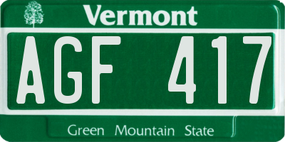 VT license plate AGF417